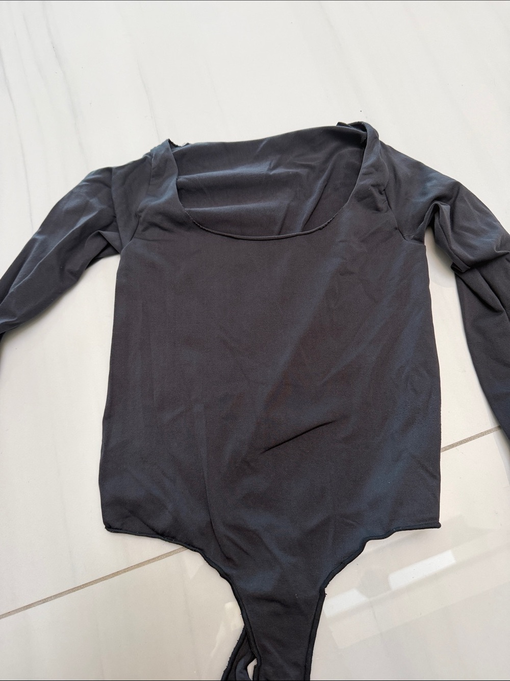 Skims Long Sleeve One-Piece Bodysuit - Black